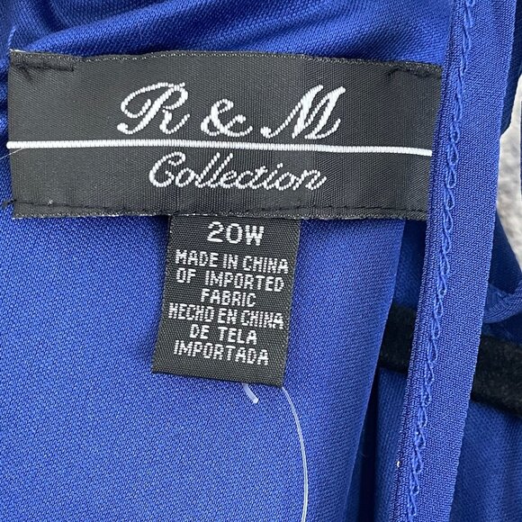 NEW R & M Collection Womens Plus 20W Blue Beaded Waist Sleeveless Halter Dress - Picture 3 of 8